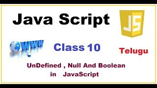 Undefined, Null, Boolean Datatypes in Java Script in Telugu | VLR Training Class 10