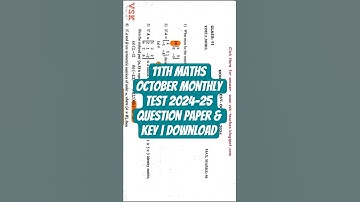 #shorts | 11th Maths October Monthly Test 2024 Paper & Key | Download Now!