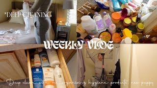 VLOG: DEEP CLEAN WITH ME, ORGANIZING HYGIENE PRODUCTS, NEW PUPPY?