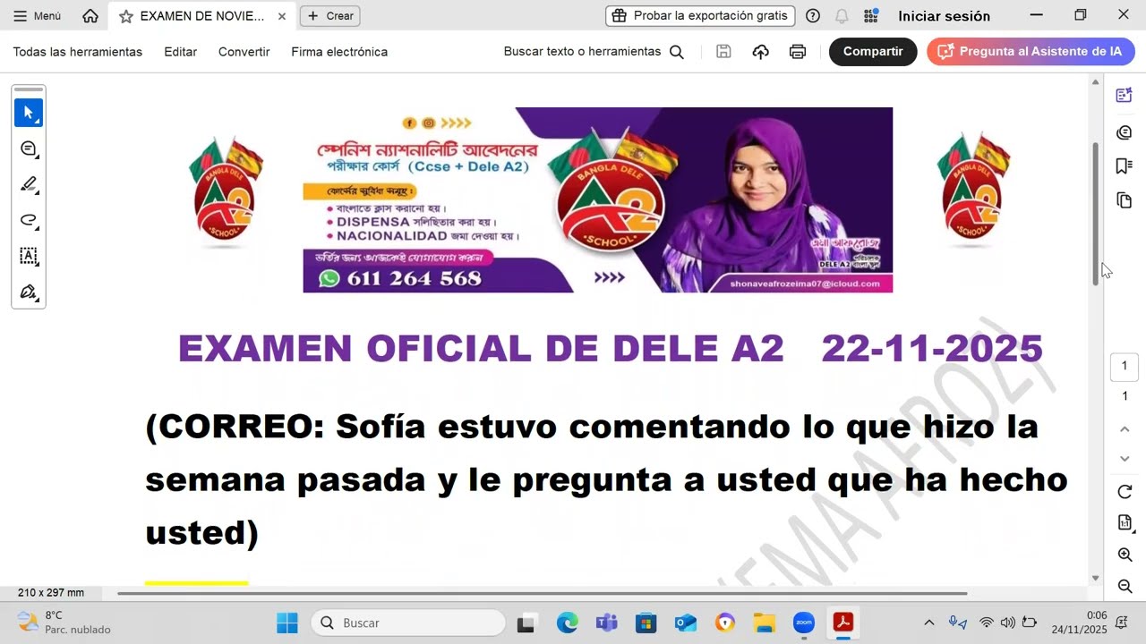 DELE A2 - ESCRITA EMAIL (EXAMEN 22/11/2025)