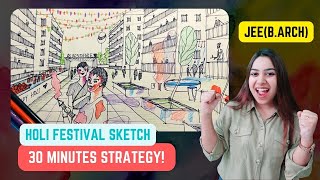 JEE(B.ARCH) Holi Festival drawing question solved in 30 minutes