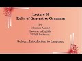 Lecture#09: Rules of Generative Grammar (Syntax)