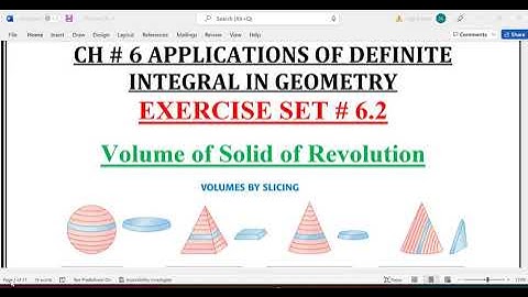 Calculus Ch # 6 Ex # 6.2 Volume of Solid of Revolution Questions 1-10: Howard Anton 10th Edition