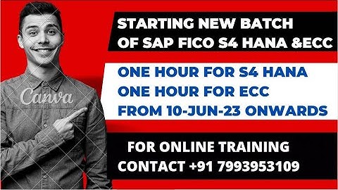 STARTING NEW BATCH OF SAP FICO S4 HANA AND ECC, 1 HR FOR S4 HANA, 1 HR FOR ECC, CONTACT 7993953109