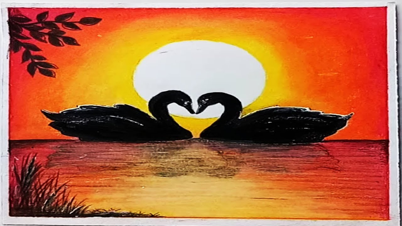  How to draw  Sunset Scenery  with Oil  Pastel  for beginners 