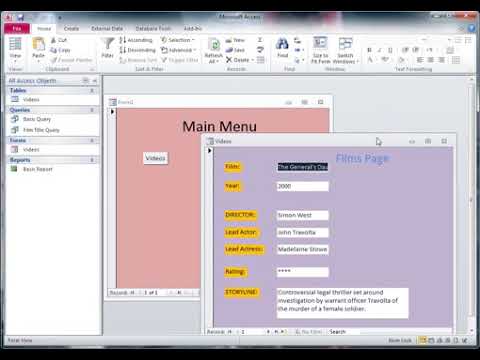 Creating a Main Menu Form in an Access Database 360P - YouTube