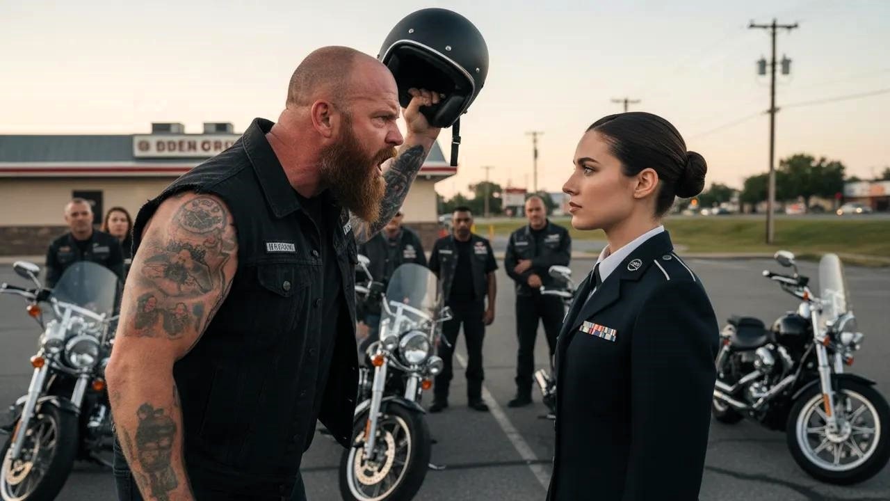 Bikerzy wyzwali kobietę żołnierza — zaskoczeni, gdy jej szef oddał jej salut.