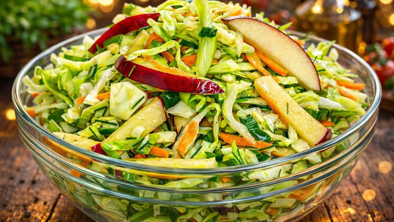 Nie mogę przestać jeść tej sałatki z kapusty, marchewki i jabłka! Tak świeża i chrupiąca!