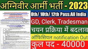 Indian Army Agniveer Recruitment Rally 2023 Notification | SYLLABUS, AGE LIMIT, PHYSICAL, EXAM DATE