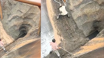 Barge unloading 2500 tons of phosphate ore - The ore flow is collapsing very quickly - Vlog on barge