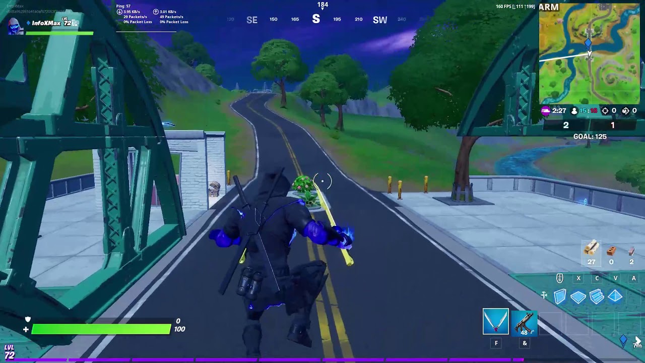 Fortnite: DeadPool : VISIT RED, YELLOW, GREEN, BLUE, PURPLE BRIDGE
