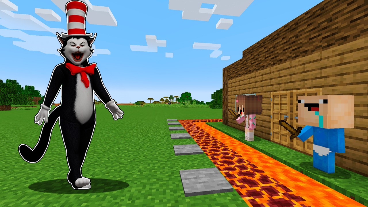 CAT IN THE HAT vs CASA SEGURA en MINECRAFT! 😱 BEBÉ NOOB en MINECRAFT