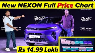 Tata Nexon Facelift PRICE Chart | Petrol \& Diesel Top Model Automatic Price | Nexon On Road Price ?🔥