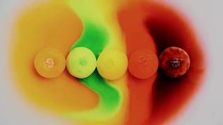 Time Lapse Footage Of Colorful Sugar Coated Candies Dissolving On Water  |  Timelapse Room