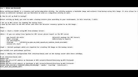 Backup Utility for Red Hat systems (Relax and Recover)