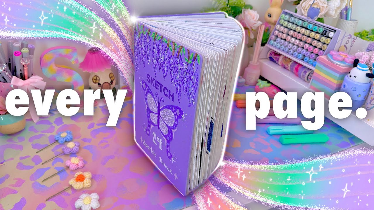 Обзор моего скетчбука ♡ Ручки, маркеры, карандаши, акварель и многое другое! #24