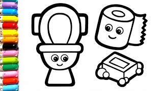 Toilet Drawing, Painting and Coloring for Kids & Toddlers 🫟 | Drawing Basics 