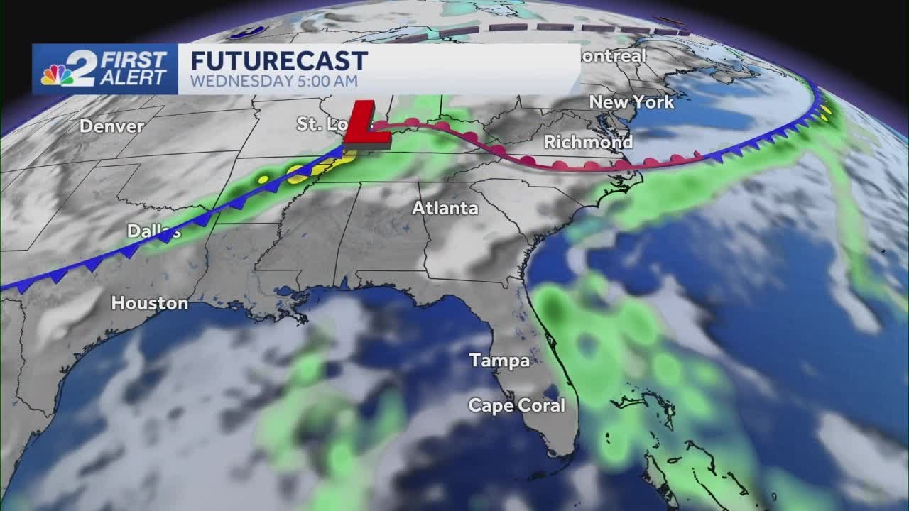 Best chance for rain stays mainly inland Wednesday - YouTube