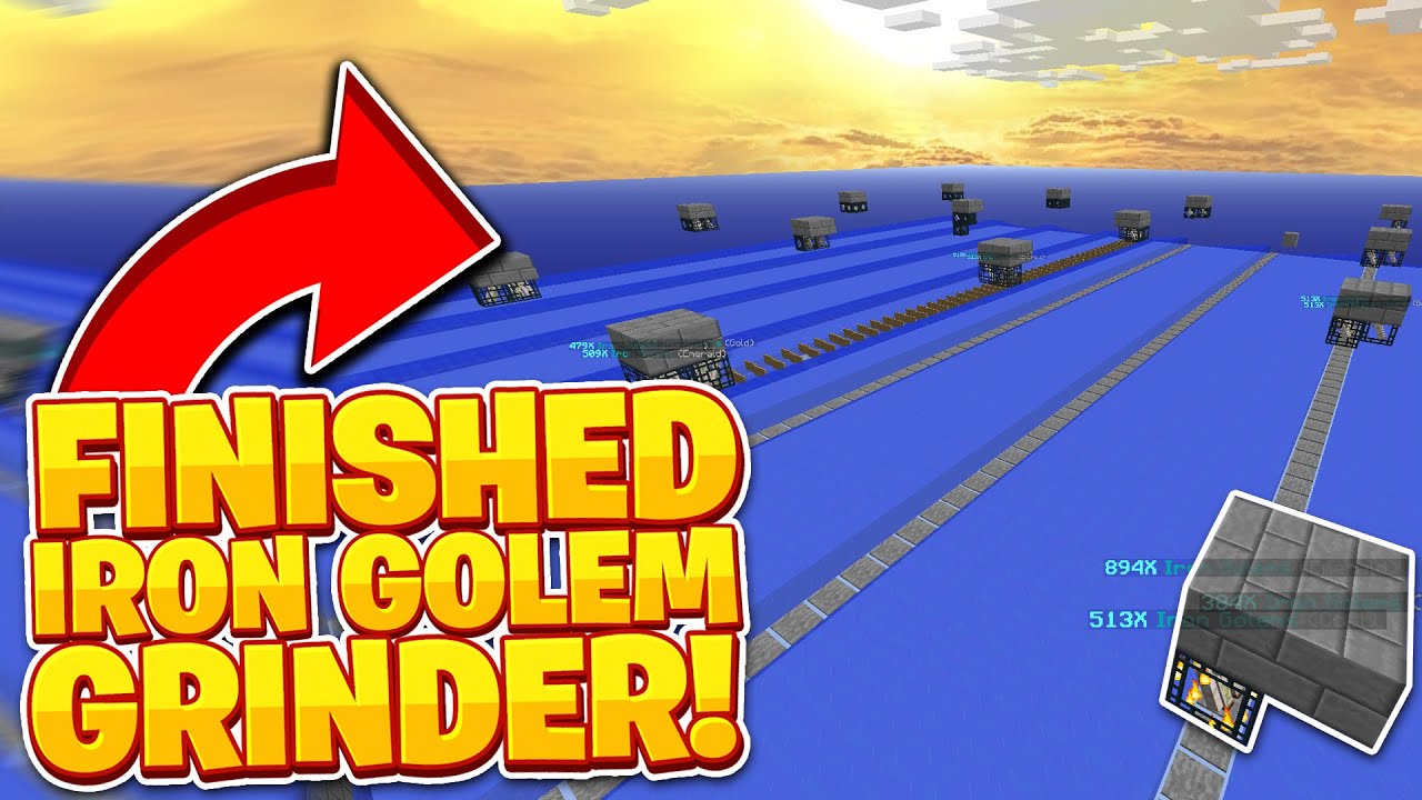OUR OVERPOWERED IRON GOLEM GRINDER IS FINISHED! Minecraft OP Skyblock PvPWars YouTube