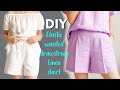 Diy elastic waisted drawstring linen shorts  how to make a short