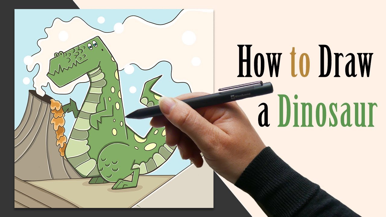 How to Draw a Cartoon Dinosaur - Digital Art Sketchbook Pro Tutorial ...