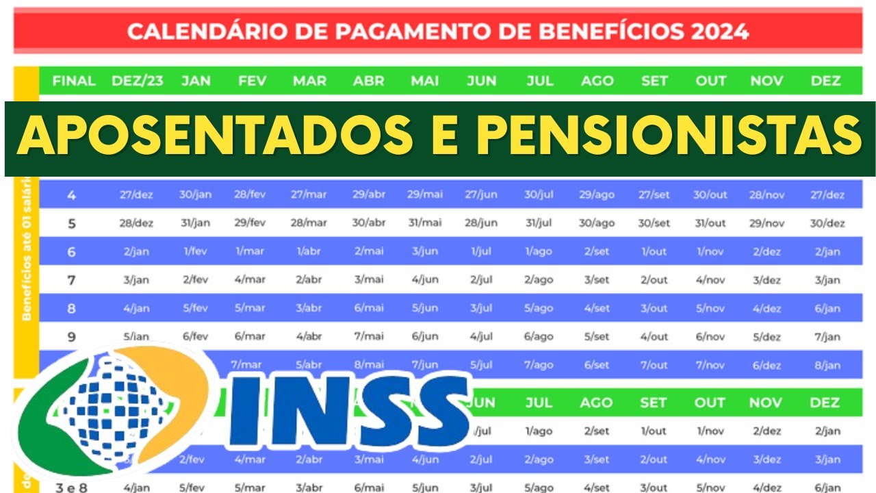 CALENDÁRIO DE PAGAMENTO DO INSS 2024 PARA APOSENTADOS E PENSIONISTAS ...