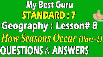 Class 7 Geography chapter 8 exercise, How Seasons Occur Part-2 class 7