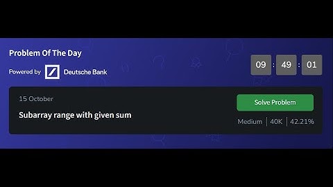 Subarray range with given sum | 15 October 2024 | gfg POTD | Problem Of The Day gfg solution