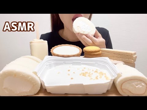 【咀嚼音/ASMR】白いスイーツを食べる 치즈케이크 【Eating Sounds】