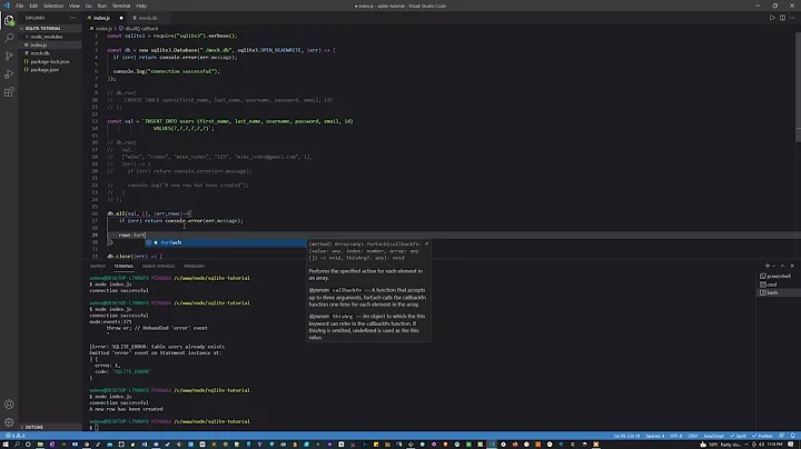 Node JS Sqlite tutorial - How to create a database, table, and insert data