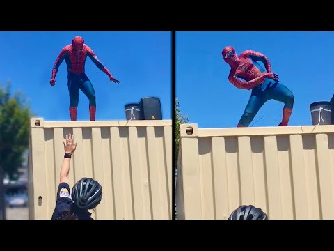 Spiderman Ignores Police Officer