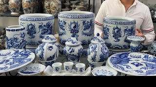 BỘ ĐỒ THỜ MEN LAM NỔI BÁT TRÀNG / BỘ ĐỒ THỜ SỨ LOẠI ĐẸP VẼ TAY .