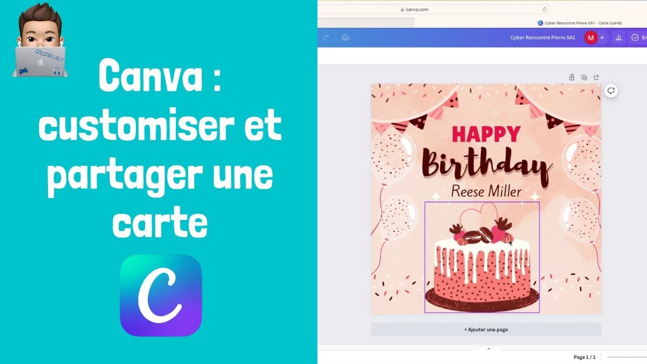 Canva, customiser et partager une carte d'anniversaire