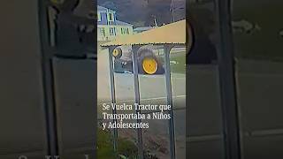 Momento en que un tractor que transportaba a más de 20 niños se vuelca en Nueva York