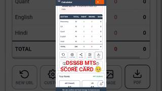 dsssb mts score card #marks#Viral#shorts#reel#