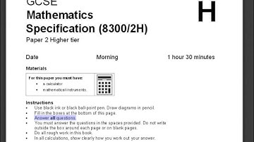 AQA GCSE 8300 2H Mathematics Specimen Paper Q 1-4