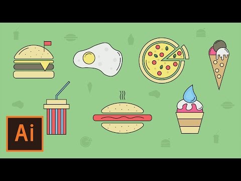 Illustrator Tutorial - Food and Restaurant Icons (Illustrator how to make icons)