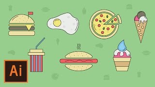 Illustrator Tutorial - Food and Restaurant Icons (Illustrator how to make icons) screenshot 5