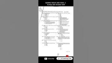 SZABMU MDCAT 2025 QUESTION PAPER CODE -2  Sunday 26th October 2025 | today mdcat test
