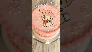 Making a "My Melody" themed cake #mymelody #food #diy #cake #hellokitty #shorts  #cakeart screenshot 5