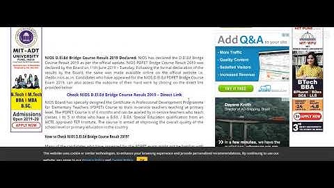 NIOS D.El.Ed Bridge Course Result 2019 Declared, Get Direct Link Here, Check NIOS PDPET ...