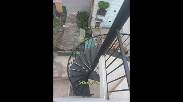 Bàn giao cầu thang xoắn ốc bằng sắt ngoài trời. Cầu thang xoắn 4 tầng thoát hiểm An Khánh, Hoài Đức