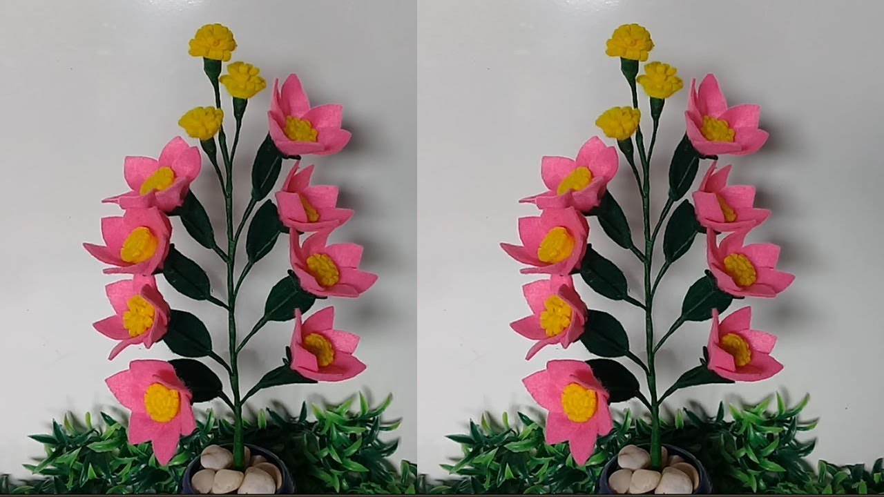 Tutorial Cara Membuat Hiasan Bunga dari Kain Flanel DIY 