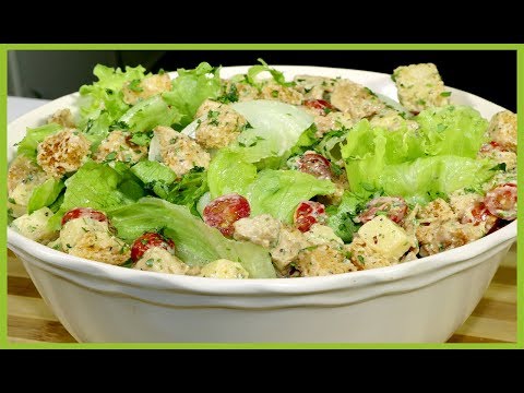 Vídeo: Salada De Pão Torrado: Receita