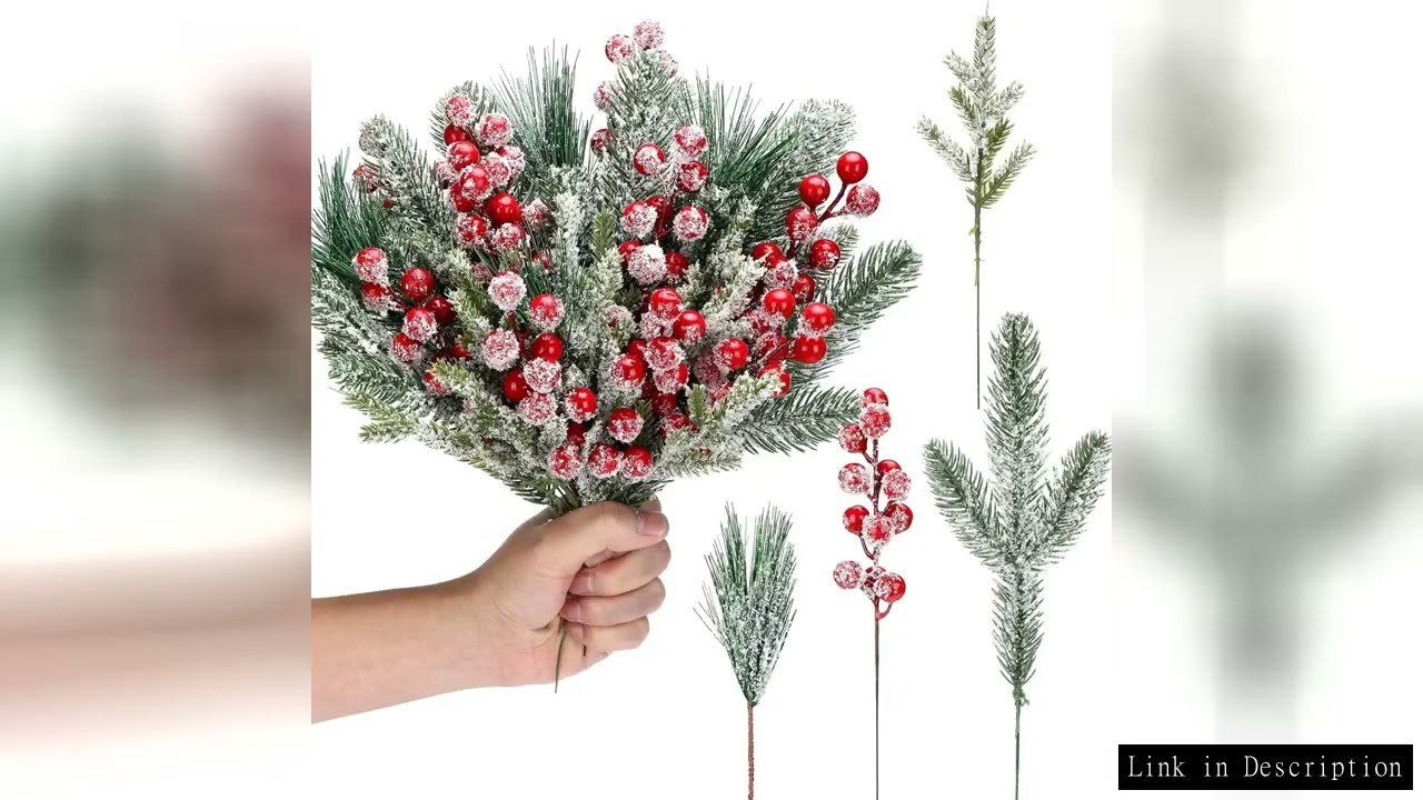 Artificial Snow White Pine Branches Fake Plant Greenery Pine Picks Pine Needles for DIY Christmas De