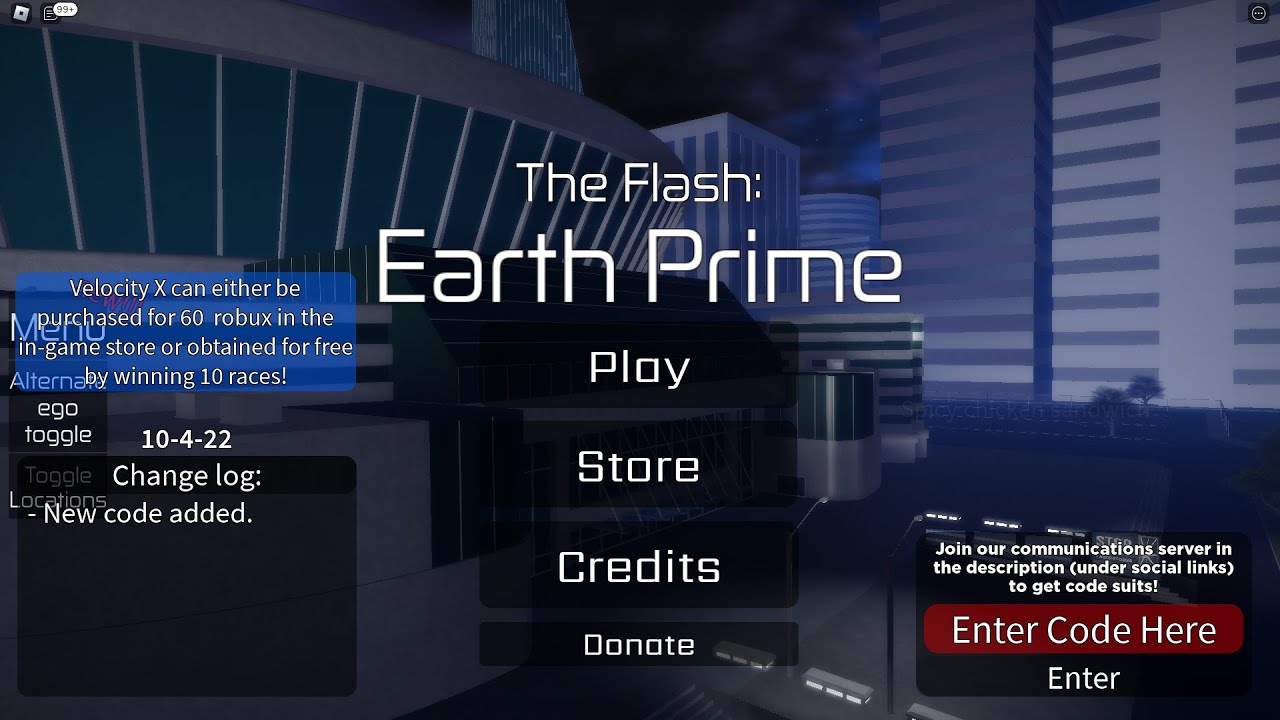 Flash: Earth Prime New Code + other characters ROBLOX 