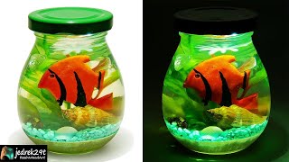 Fish Tank in a Jar. Night Lamp / Resin Art