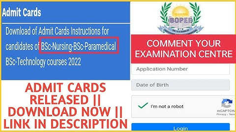JKBOPEE 2022 BSCNURSING ADMIT CARDS RELEASED DOWNLOAD NOW LINK IN DESCRIPTION