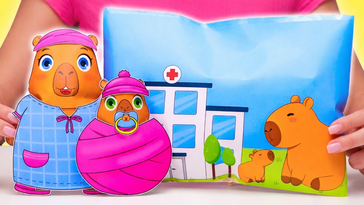 DIY бумажная игра с малышом капибарой 🐹📄✨ Весёлая и лёгкая поделка