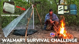 Solo Overnight Doing a $35 Walmart Survival Gear Challenge In The Woods and Chili Mac With Beef